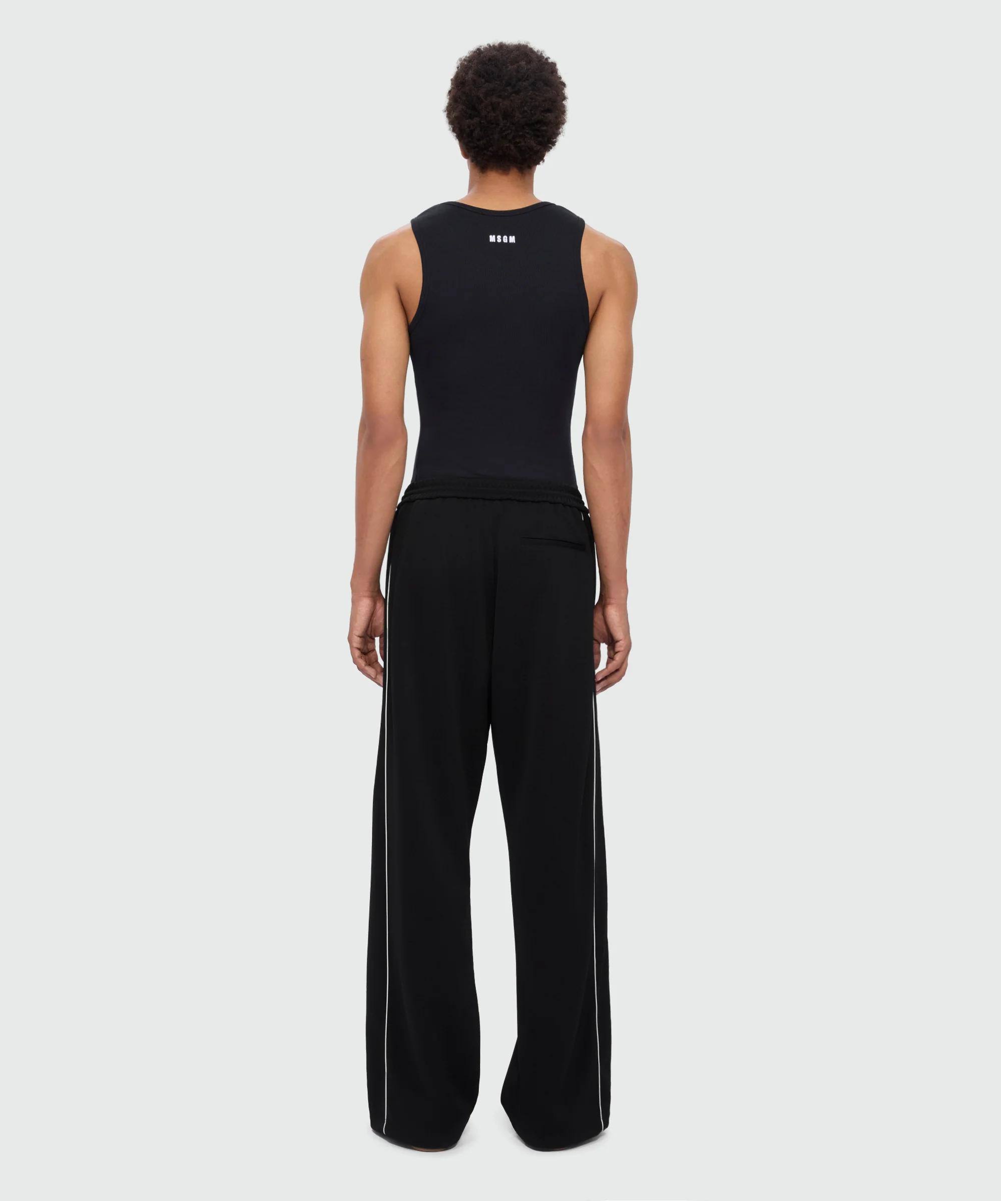 Black double pique trousers with contrast inserts and MWAVE embroidery on the leg - Image 3