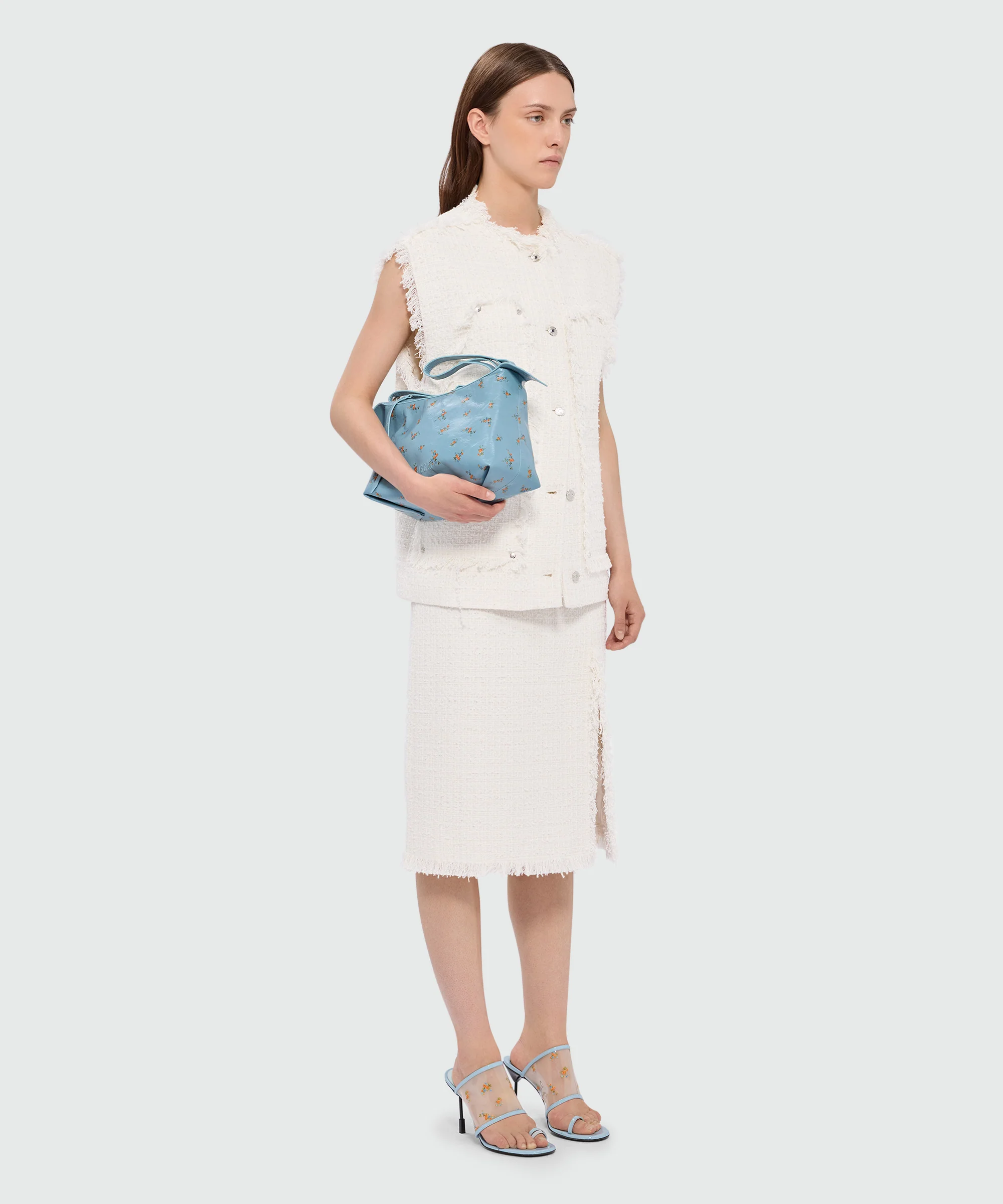 Off-white high-waisted boucle tweed-effect midi skirt - Image 4